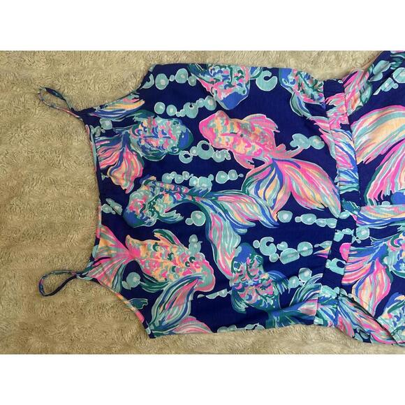 Lilly Pulitzer casual blue/multicolored fish Mini Melba jumpsuit Size XL (12-14) - Picture 2 of 9